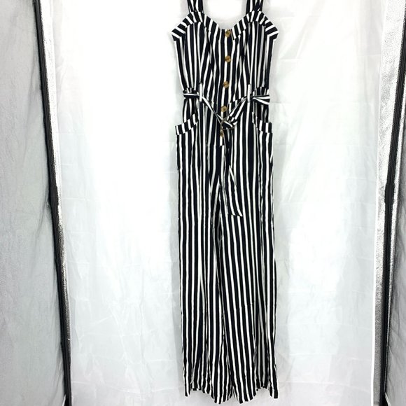 Free People Pants - Free People Size 6 Black/White Striped Jumpsuit